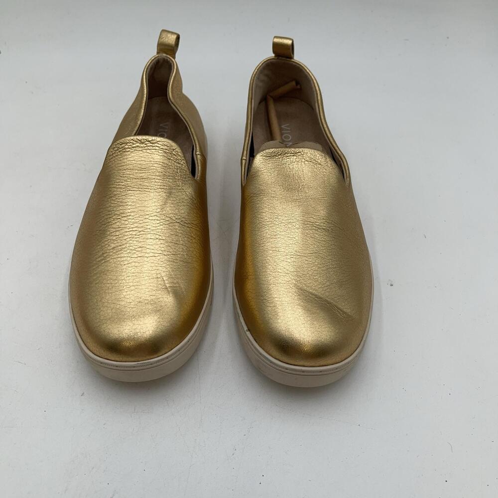 Uptownwilla Shoes Womens Gold Leather Slip On Comfort Sneaker Casual Size 9
